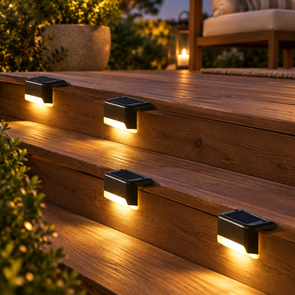 Solar Motion Sensor Outdoor Lights, Set of 4 - styled