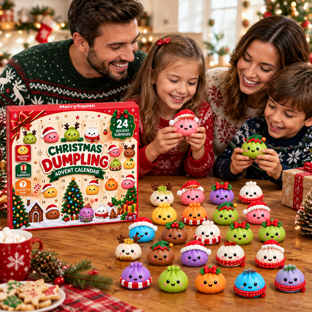 Squishy Dumpling Advent Calendar, 24 Surprises - styled