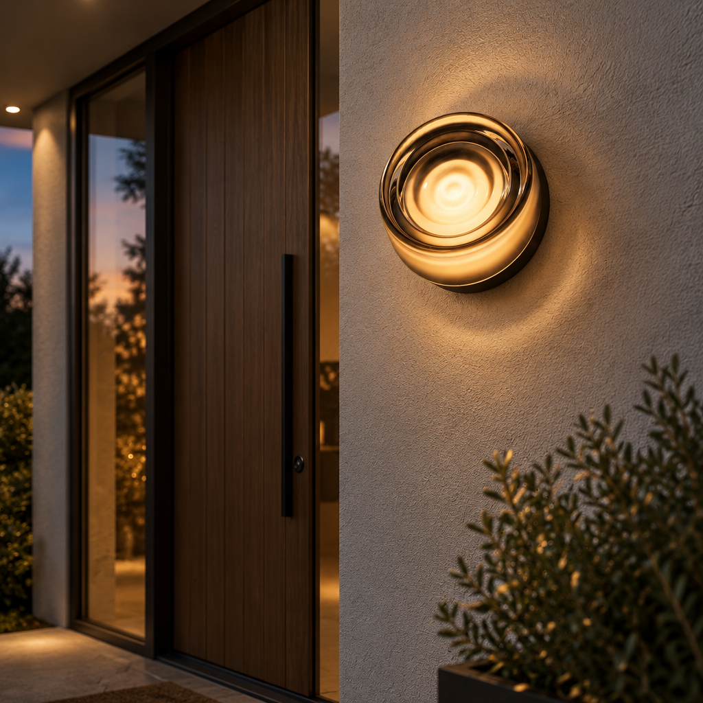 Tempered Glass Outdoor Wall Light, IP65 - styled