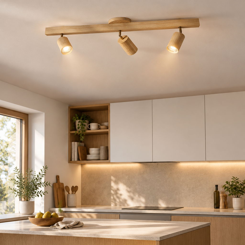 Solid Wood Adjustable Ceiling Spotlights - styled