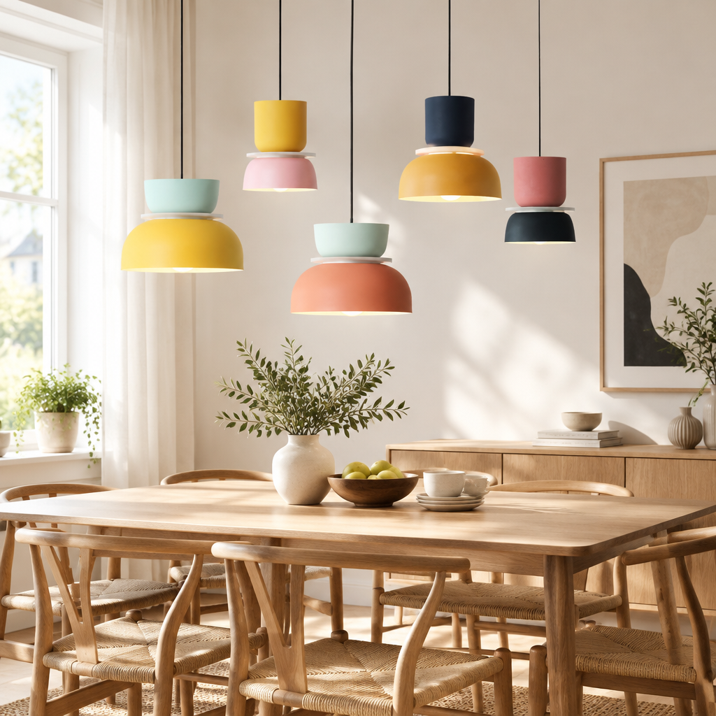 Nordic Colour-Block Pendant Light - styled