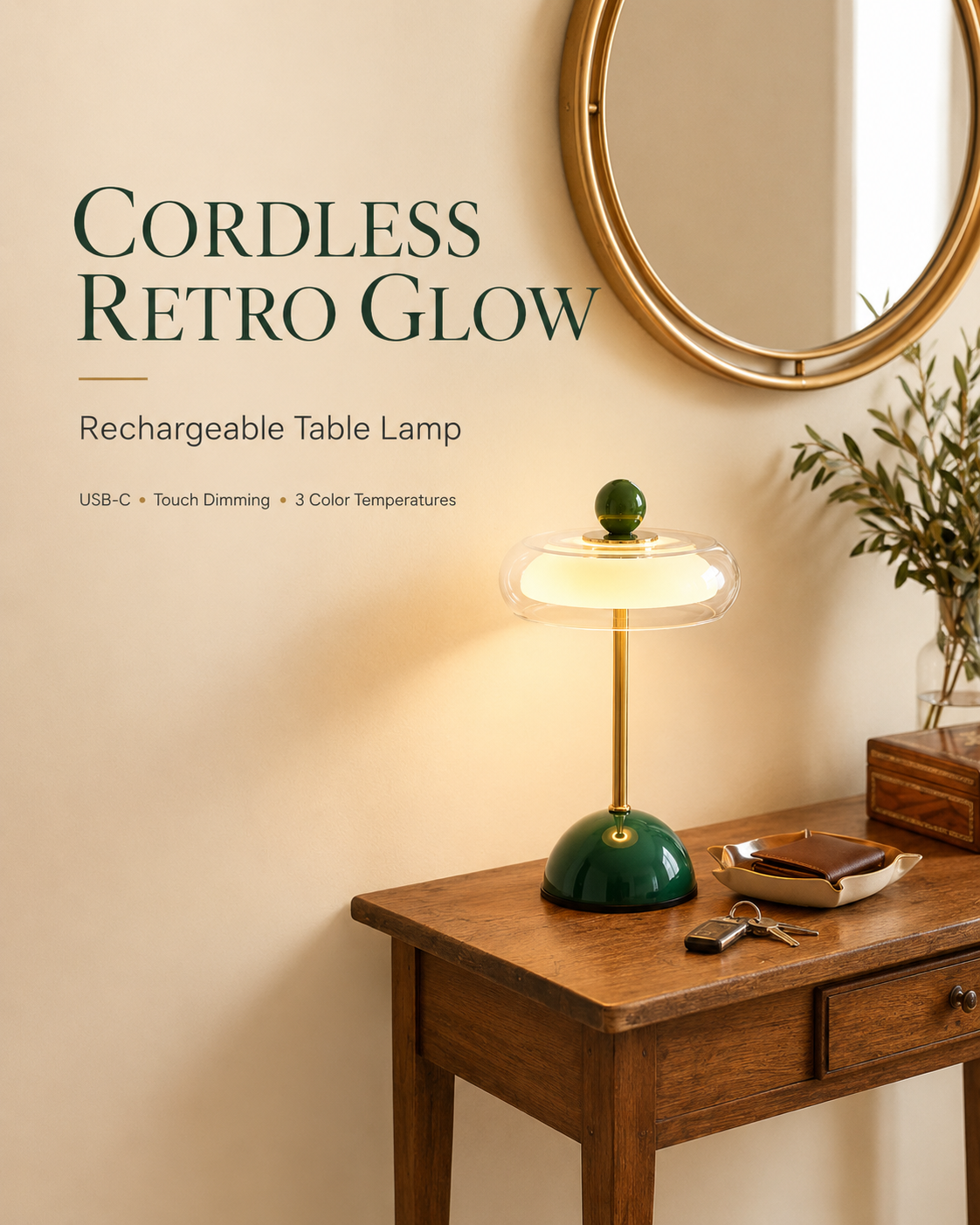 Rechargeable Glass Retro Table Lamp - view 9