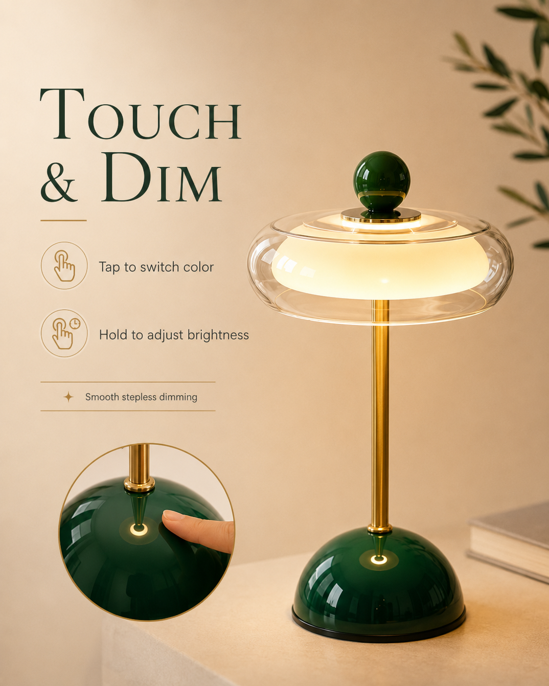 Rechargeable Glass Retro Table Lamp - view 7