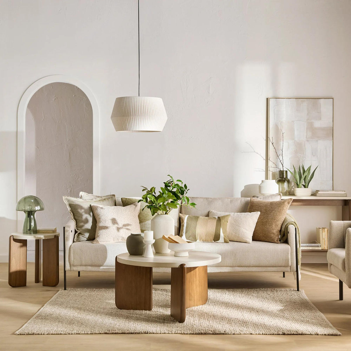 Linen Ceiling Lamp in Oatmeal - view 7