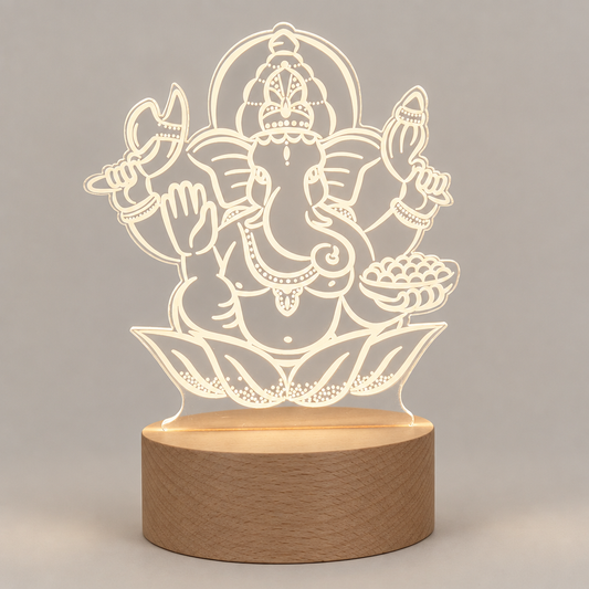 Lord Ganesh LED Night Lamp on a neutral background