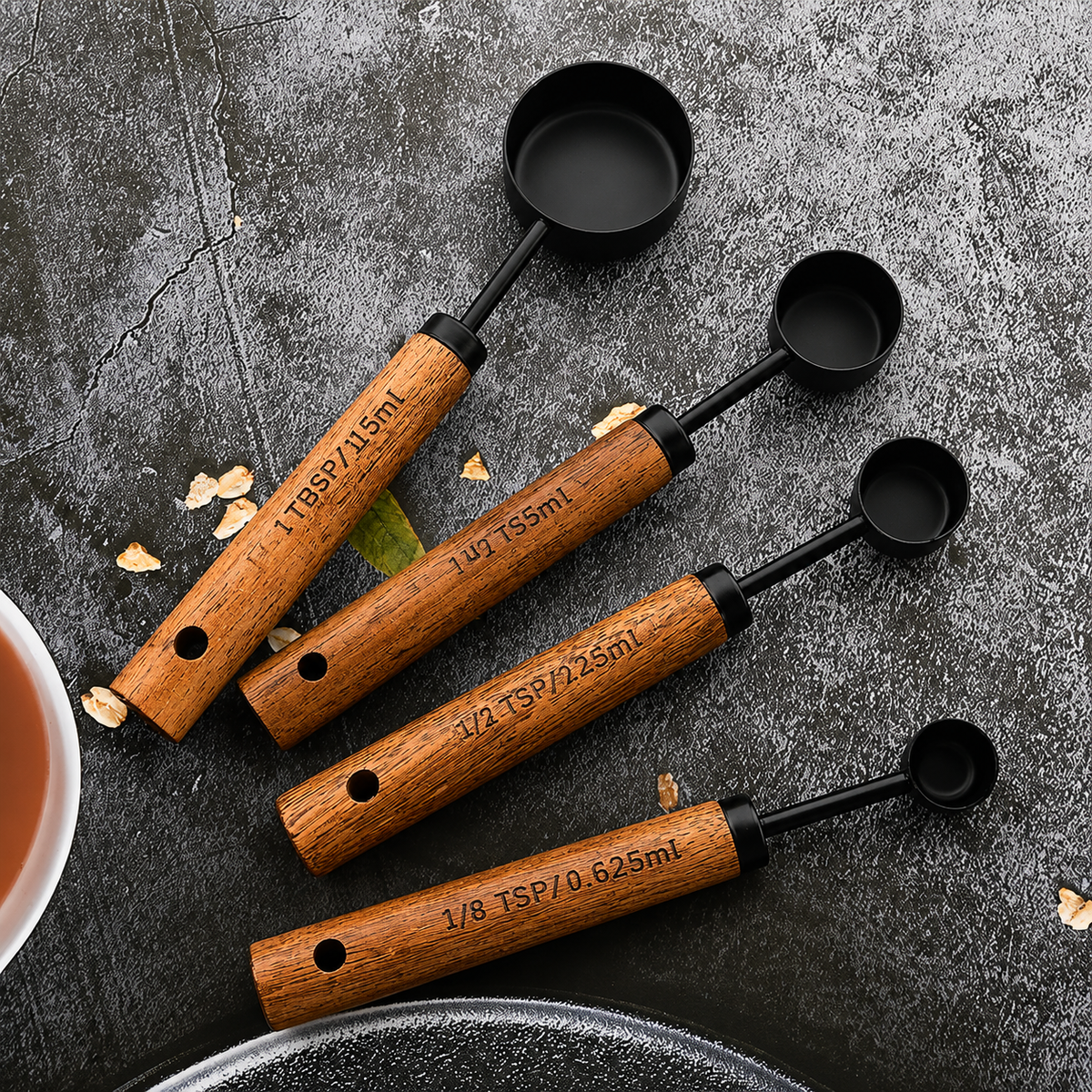 Measuring Cups and Spoons Set with Wooden Handles, 8 Pieces - view 7