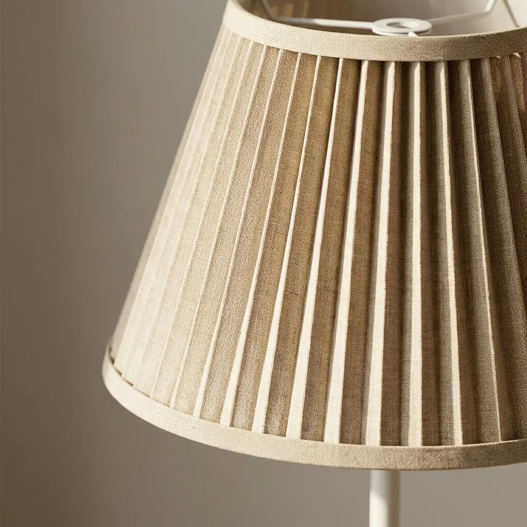 MistGlow pleated fabric table lamp with a matte base