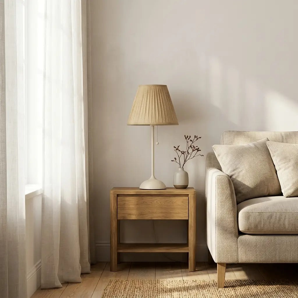 BrassGlow brushed brass table lamp with a pleated shade