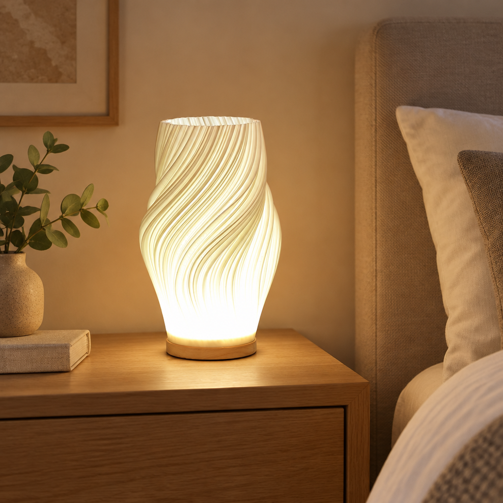 Pleated Shade USB Table Lamp in a styled interior