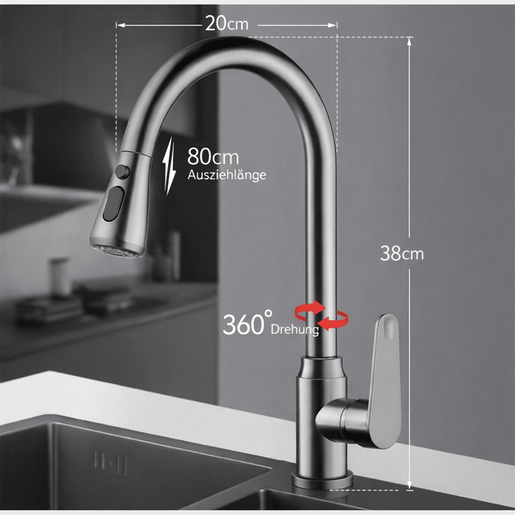 Pull-Out Kitchen Faucet with 360° Swivel Spout - view 15