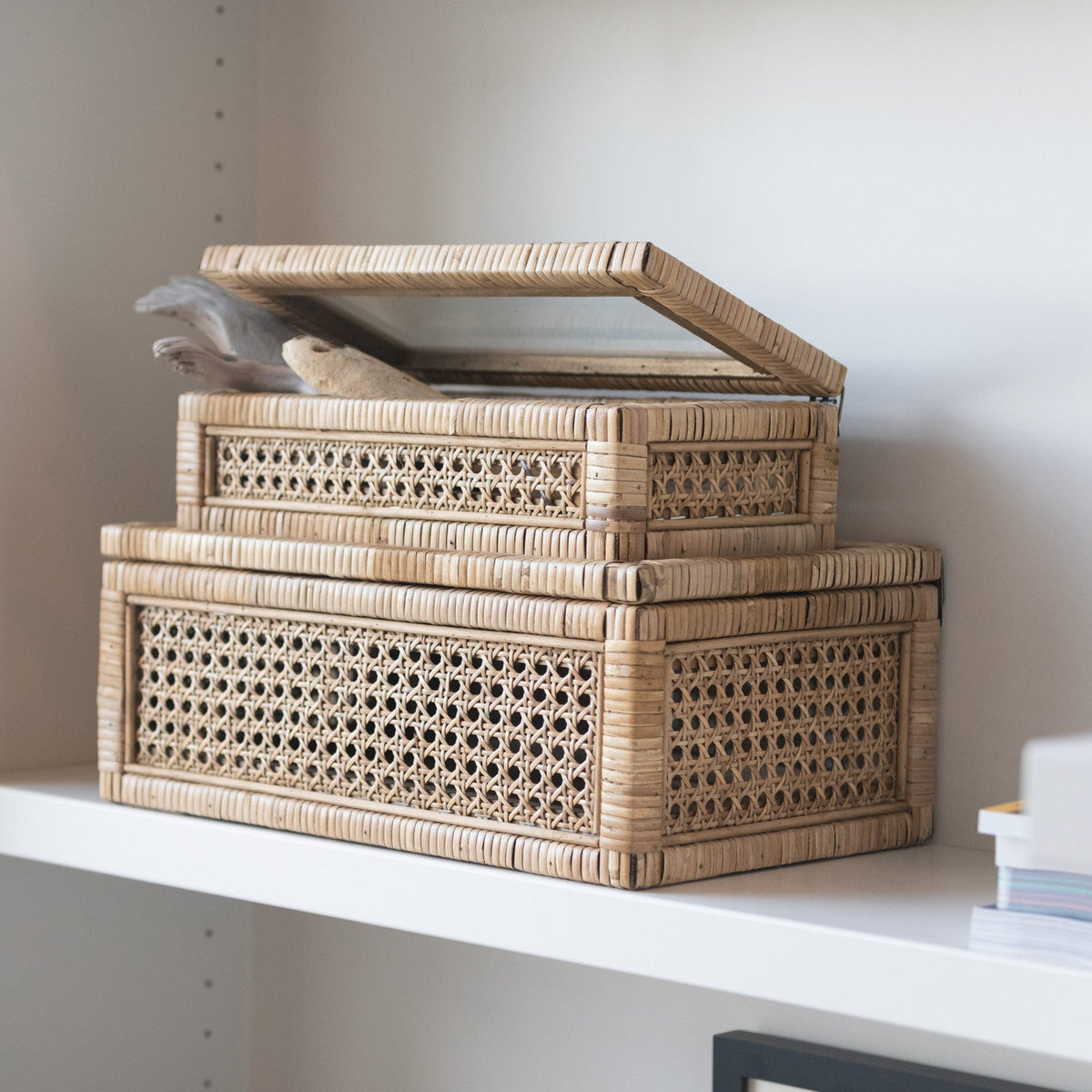 Rattan Display Box with Glass Lid - view 8