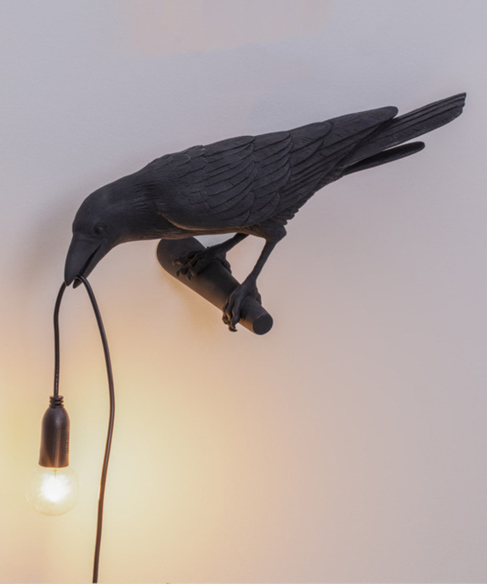 Resin crow sculpture table lamp - view 4