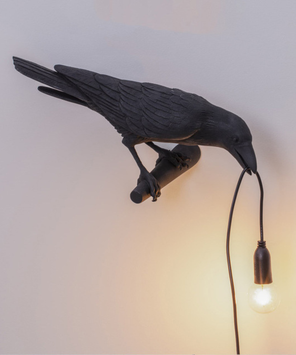 Resin crow sculpture table lamp - view 5