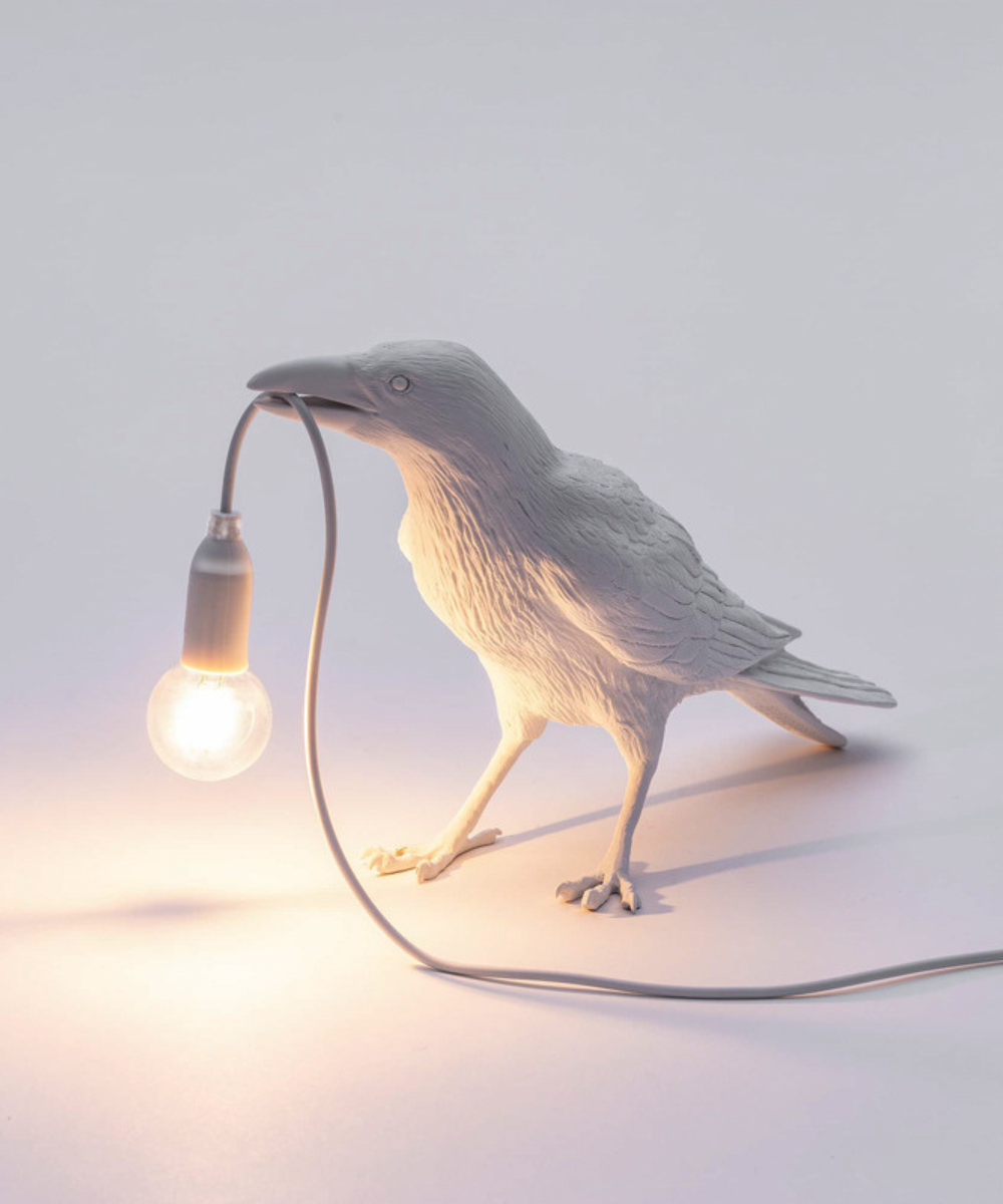 Resin crow sculpture table lamp - view 7