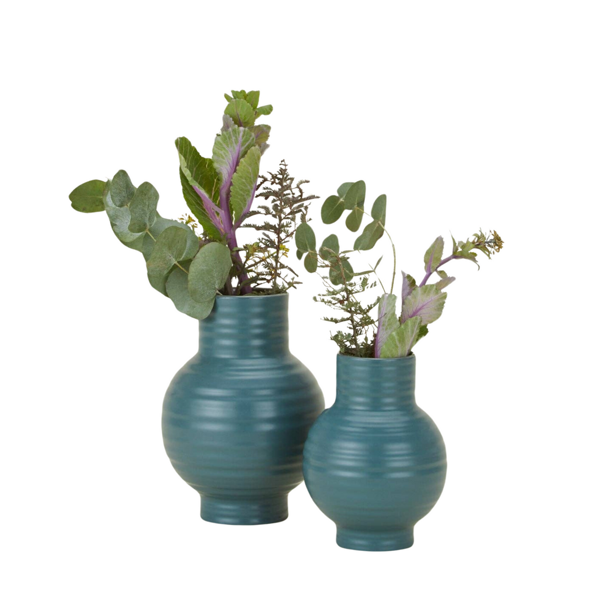 Ribbed Ceramic Vase in Blue - view 3
