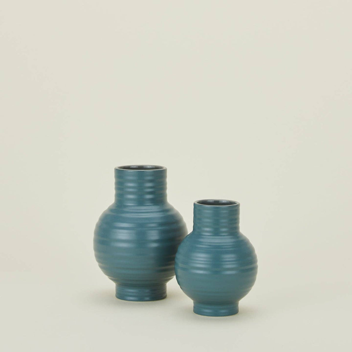 Ribbed Ceramic Vase in Blue - view 4