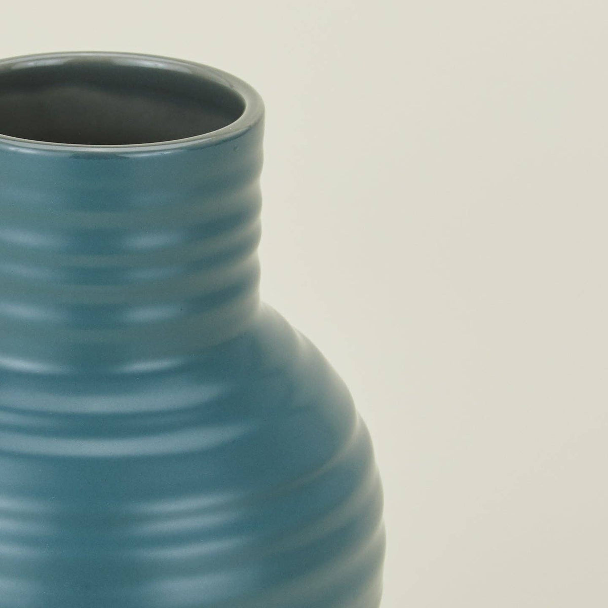 Ribbed Ceramic Vase in Blue - view 5