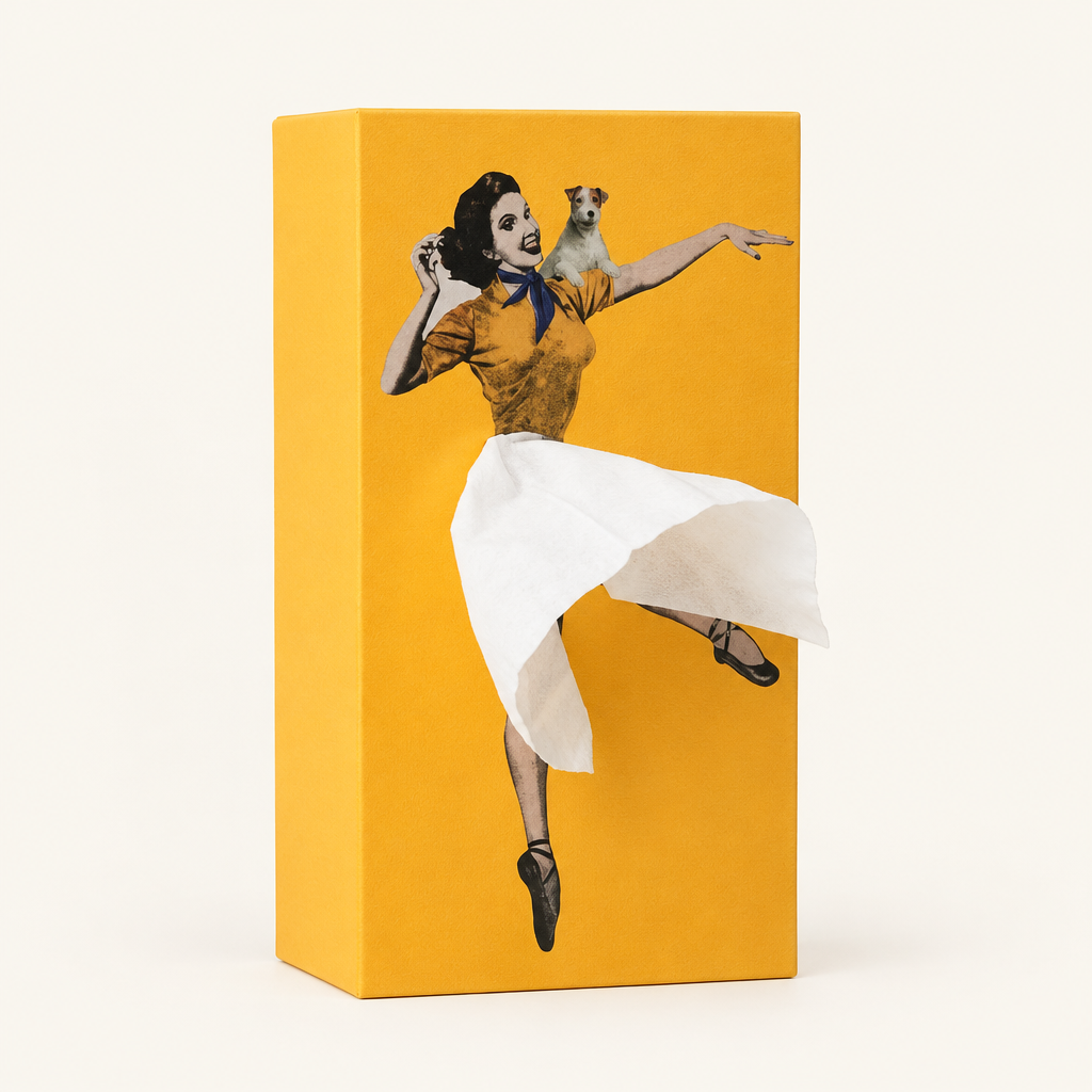 Decorative Rock-Shaped Tissue Box on a plain light background