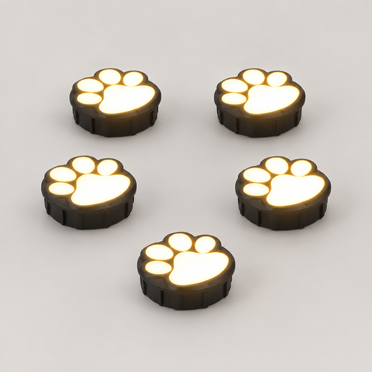 Solar Paw Print Garden Lights with Dusk Sensor on a neutral background