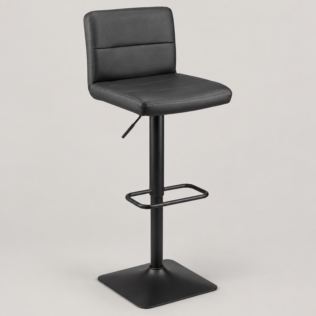 Swivel Faux Leather Bar Stool with Adjustable Metal Base on a neutral background