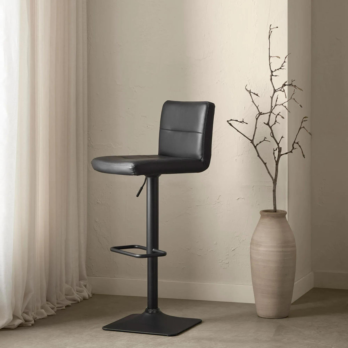 Swivel Faux Leather Bar Stool with Adjustable Metal Base - view 4