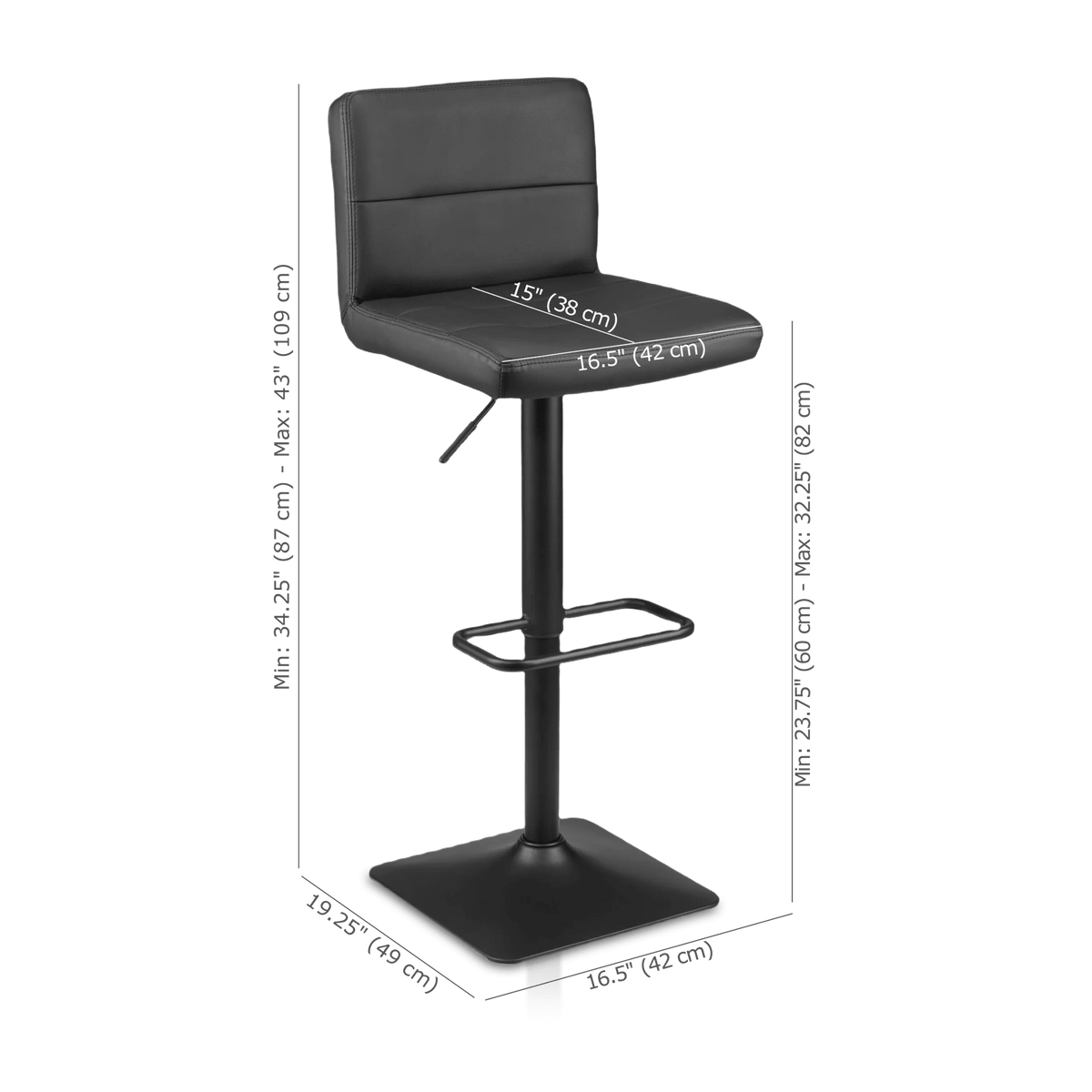 Swivel Faux Leather Bar Stool with Adjustable Metal Base - view 7