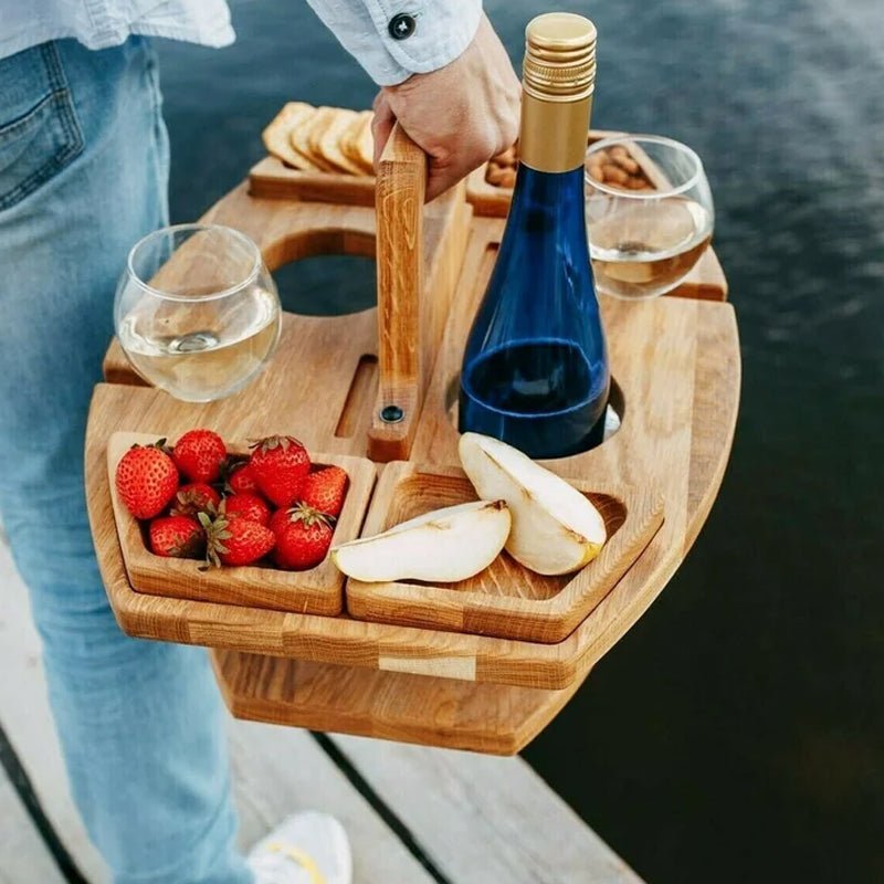 Wooden Picnic Wine Table - view 7