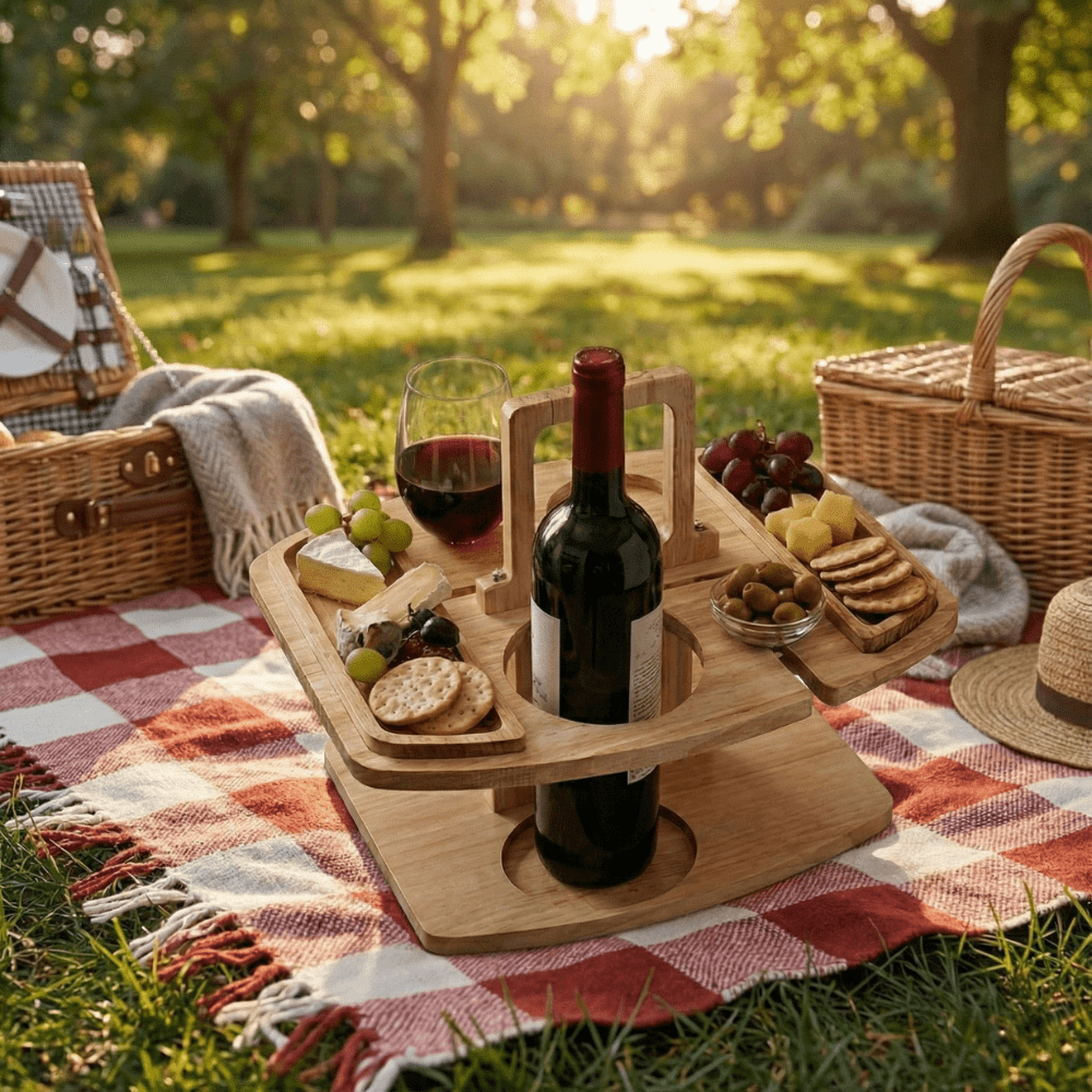 Wooden Picnic Wine Table - view 9