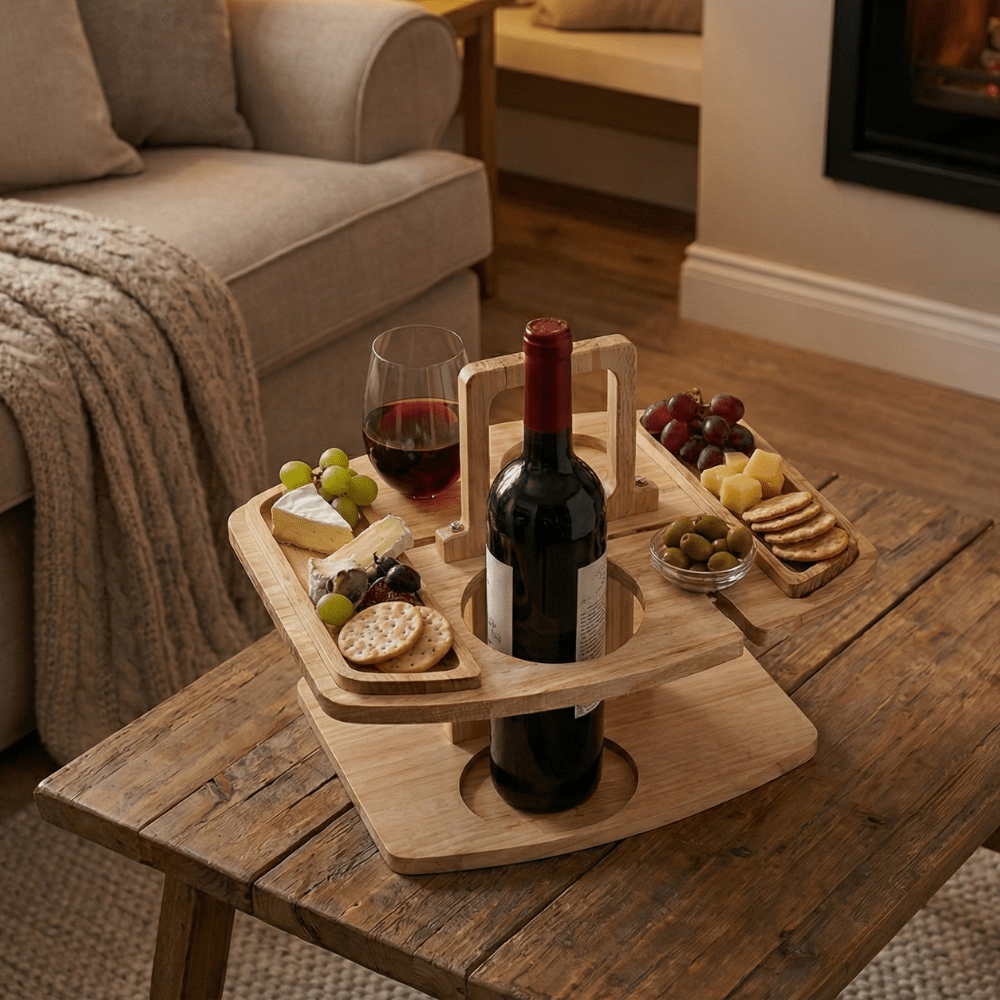 Wooden Picnic Wine Table - view 3