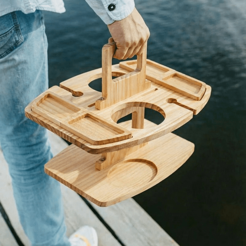Wooden Picnic Wine Table - view 11