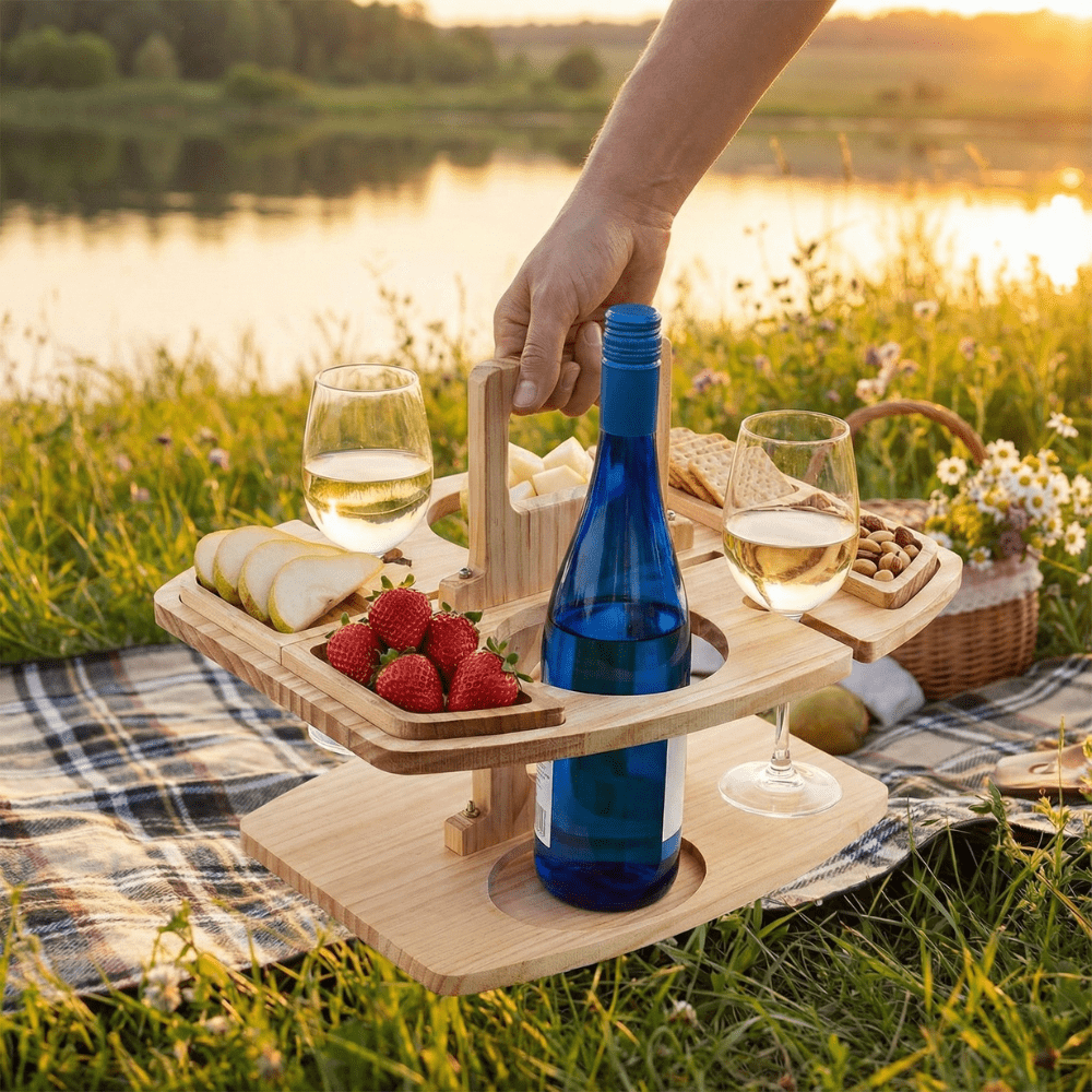 Wooden Picnic Wine Table - view 8
