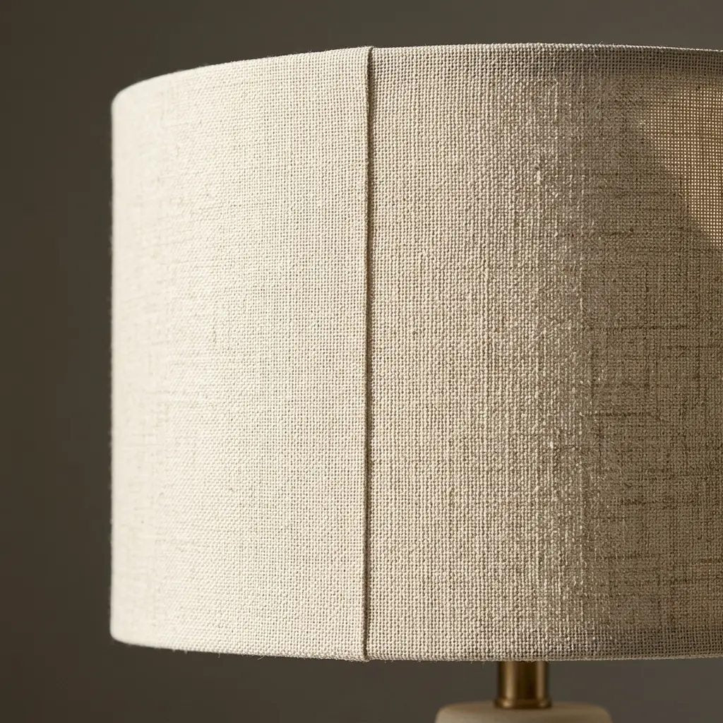 PearlGlow ivory ceramic table lamp with a cylindrical shade