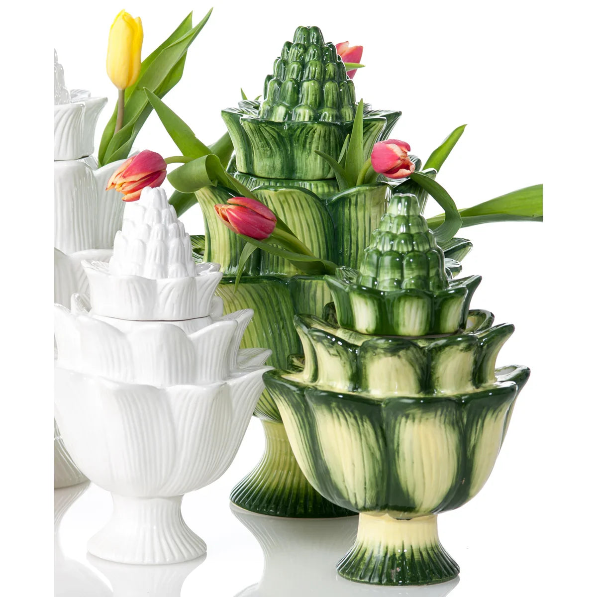White Artichoke Tulipiere Vase, Large - view 5