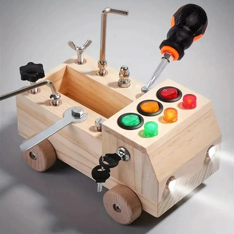 Wooden Busy Board with LED Lights for Kids - view 3