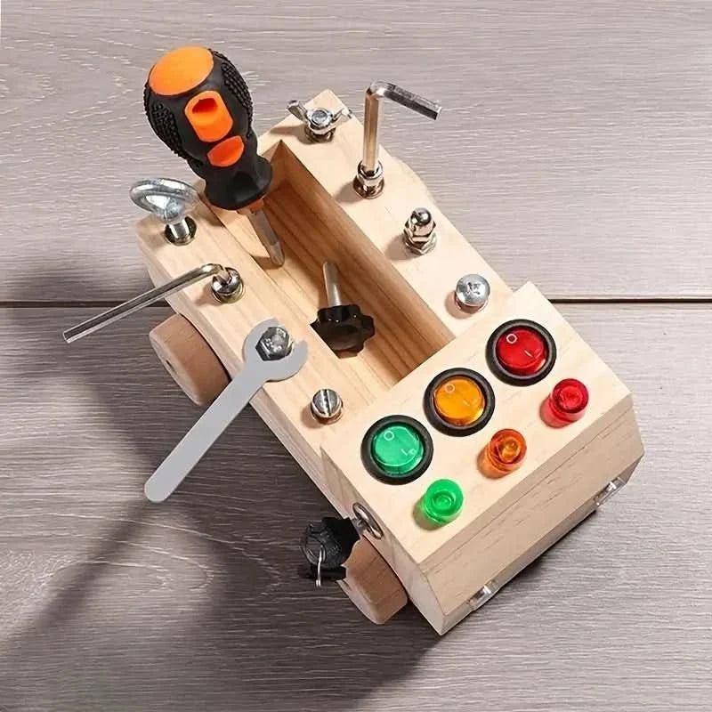Wooden Busy Board with LED Lights for Kids - view 5