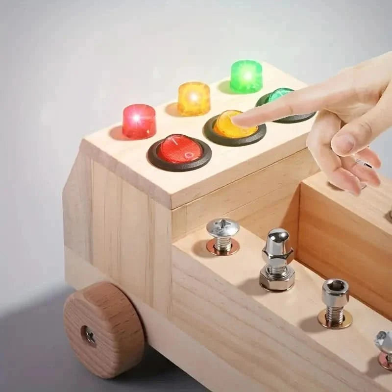 Wooden Busy Board with LED Lights for Kids - view 6