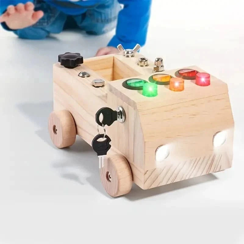 Wooden Busy Board with LED Lights for Kids - view 7