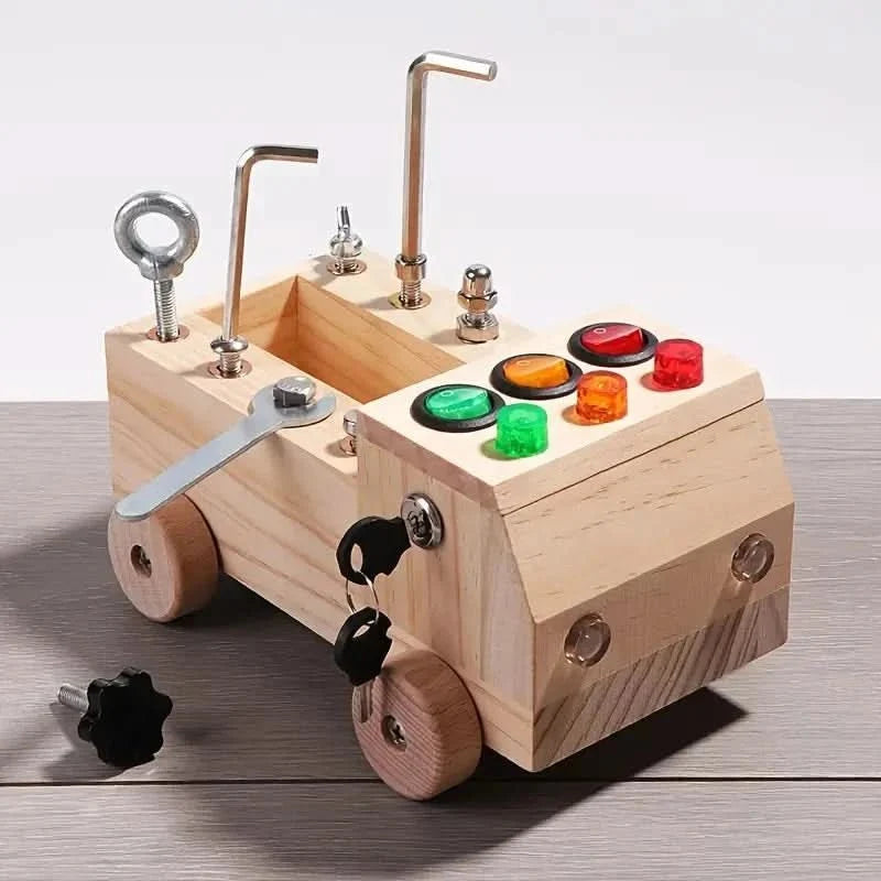 Wooden Busy Board with LED Lights for Kids - view 8