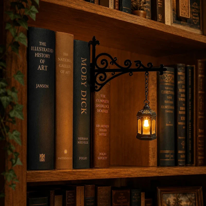 Wrought iron bookshelf light - view 3