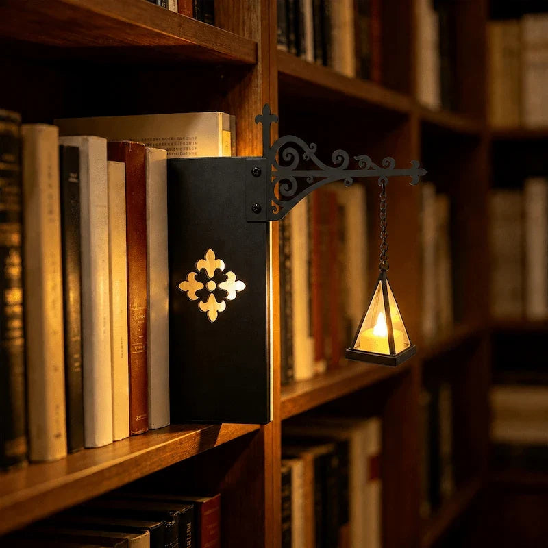 Wrought iron bookshelf light - view 5