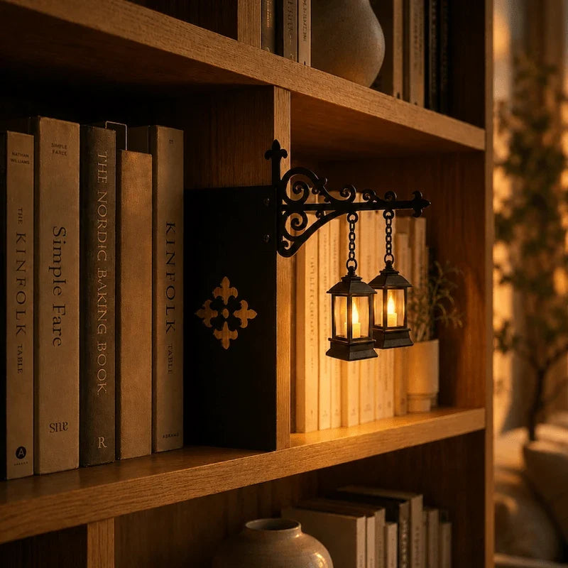 Wrought iron bookshelf light - view 6