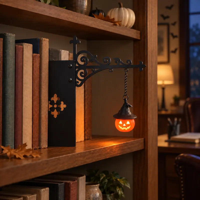 Wrought iron bookshelf light - view 9